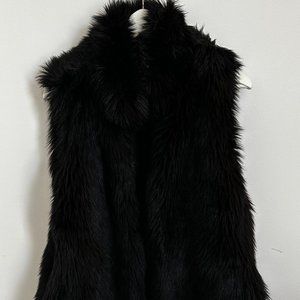 GAP Black Faux Fur Vest - Size M